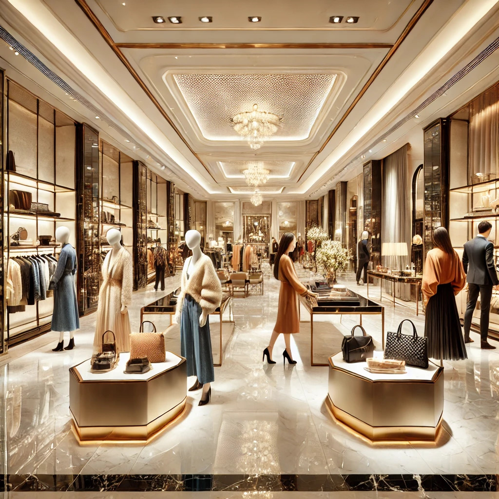 A luxury clothing store floor protected by EAS systems